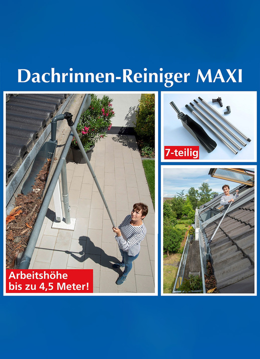 Gartenzubehör - Dachrinnen-Reiniger Maxi für bis zu 4,5 m Arbeitshöhe, in Farbe GRAU-SCHWARZ Ansicht 1