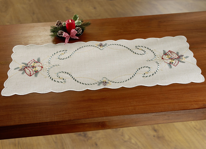 - Tisch- und Raumdekoration mit echter Plauener Stickerei, in Größe 110 (Deckchen rund, ø 26 cm) bis 404 (Kissenbezug, 40x 40 cm), in Farbe NATUR-BUNT Ansicht 4