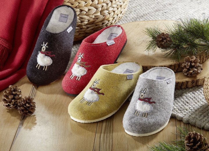 Hausschuhe - Kuschelwarme Hausschuh aus Wollfilz, in Größe 036 bis 042, in Farbe ROT Ansicht 2