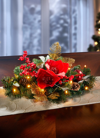 Gestecke & Kränze - Beleuchteter Tischaufleger, in Farbe GRÜN-ROT