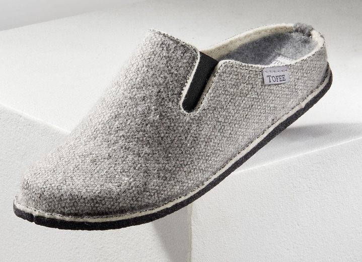 Hausschuhe - Herren-Hausschuh aus  Wollfilz, in Größe 039 bis 046, in Farbe BRAUN Ansicht 2