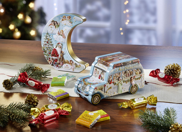 Weihnachtsleckereien - Geschenkdosen aus Metall von Confiserie Heidel, in Farbe BUNT, in Ausführung Mondsichel