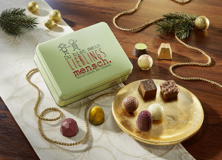 Weihnachtsleckereien - Geschenkdose mit handgefertigten Pralinen und Trüffel, in Farbe BUNT Ansicht 2