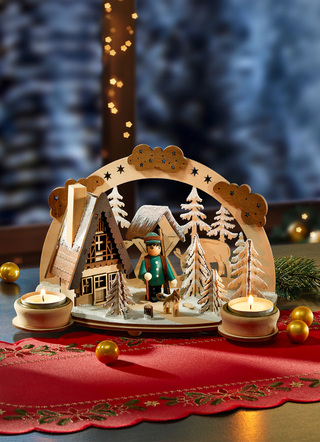 Weihnachten - Teelichthalter aus Holz, in Farbe NATUR