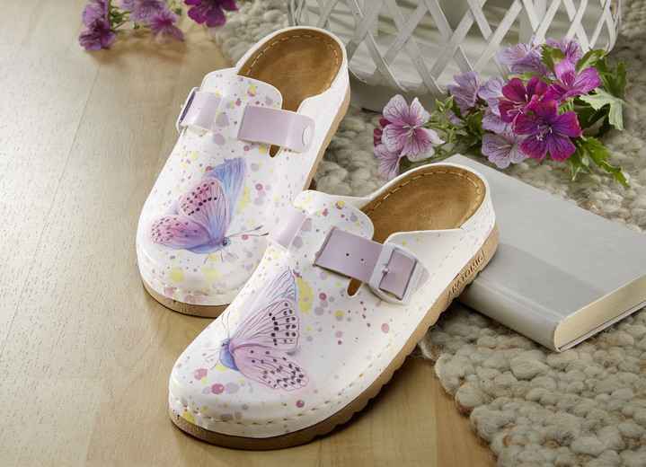 - Bequemer Clog mit Weichschaumfußbett, in Größe 036 bis 042, in Farbe WEISS-ROSA Ansicht 1