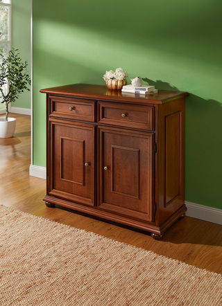 Sideboards & Kommoden - Teilmassive Möbelserie mit Metallknöpfen, in Farbe ANTIKWEISS, in Ausführung Kommode – Farbe ANTIKWEISS – Ansicht 