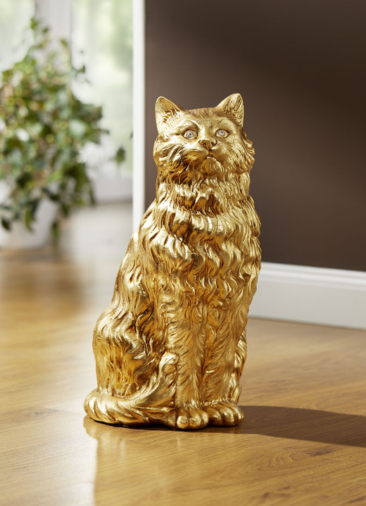 - Katze mit Blattgold und Strass-Steinen, in Farbe GOLD