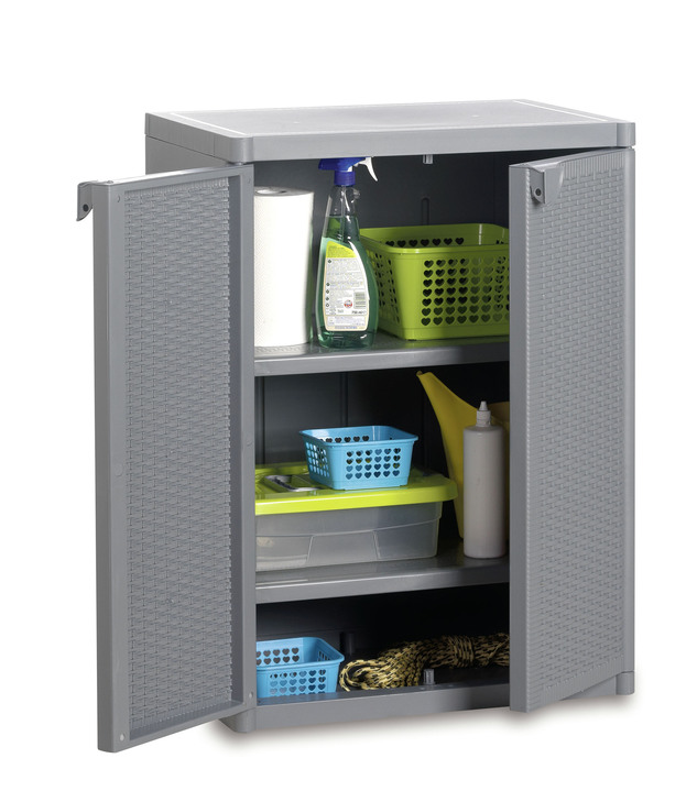 Gartenpflege - Geräteschrank aus Kunststoff , in Farbe HELLGRAU, in Ausführung Geräteschrank, klein, H88 cm Ansicht 1