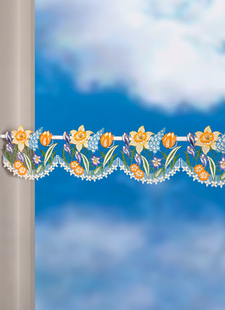 Landhaus & Küche - Stangendeko aus Plauener Spitze, in Größe 628 (H15xB48 cm) bis 654 (H15xB96 cm), in Farbe BUNT