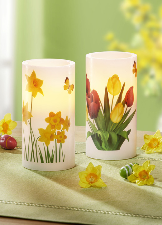 Wohnaccessoires - LED-Echtwachskerzen, 2er-Set, mit Flackereffekt, in Farbe BUNT