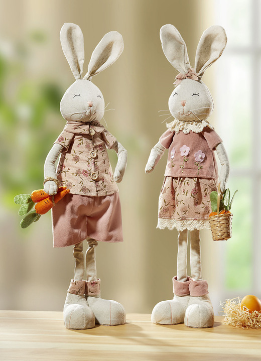 Ostern - Hasenpaar, 2er-Set, aus Stoff, in Farbe BUNT