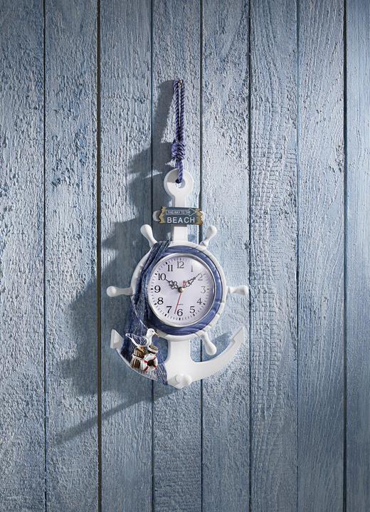 - Wanduhr aus Holz, in Farbe BLAU-WEISS