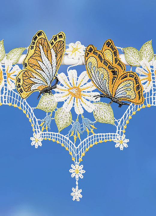 Heimtextilien - Stangendekoration aus Plauener Spitze Ansicht 3 Heimtextilien - Stangendekoration aus Plauener Spitze, in Größe 628 (H16xB 48 cm) bis 660 (H16xB112 cm), in Farbe BUNT Ansicht 3