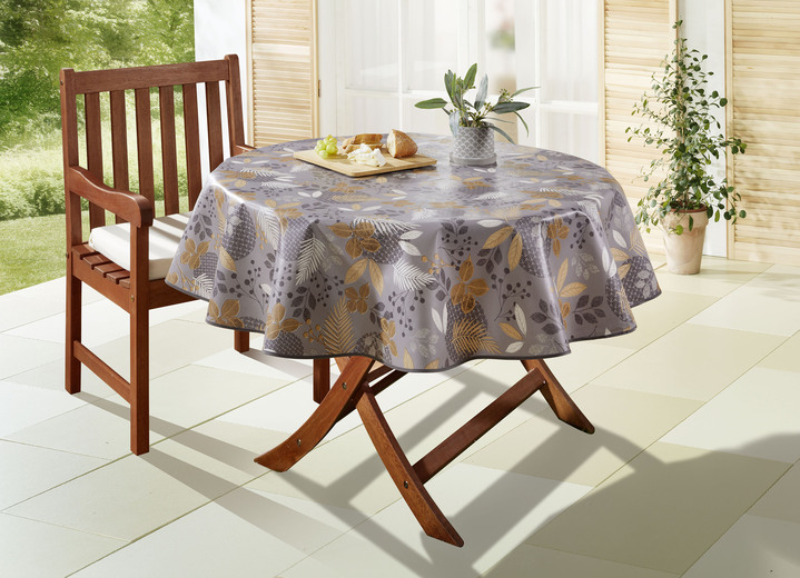 Gartentischdecken - Wachstuch-Tischdecke mit Blätter-Motiv, in Größe 108 (Tischdecke, 80x 80 cm) bis 190 (Tischdecke oval, 140x190 cm), in Farbe GRÜN Ansicht 6