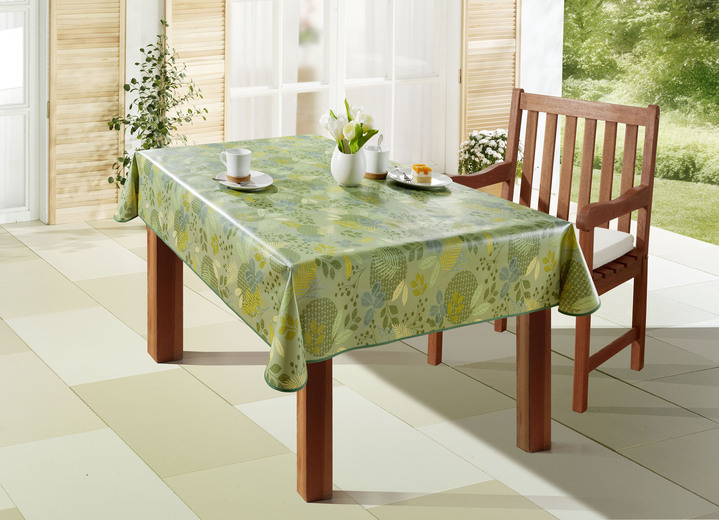 Gartentischdecken - Wachstuch-Tischdecke mit Blätter-Motiv, in Größe 108 (Tischdecke, 80x 80 cm) bis 190 (Tischdecke oval, 140x190 cm), in Farbe GRÜN Ansicht 1