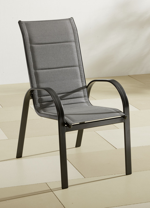 Gartenmöbel - Gartenmöbel Amalfi Deluxe mit Aluminiumgestell, in Farbe GRAU, in Ausführung Stapelsessel, 2er-Set Ansicht 1