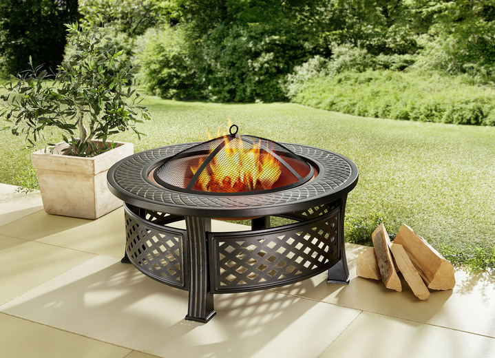 Freizeitspaß - Feuerstelle mit Gitterdeckel und Schürhaken, in Farbe ANTHRAZIT Ansicht 3