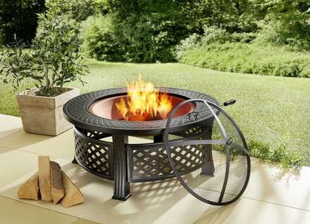 Freizeitspaß - Feuerstelle mit Gitterdeckel und Schürhaken, in Farbe ANTHRAZIT – Farbe ANTHRAZIT – Ansicht 