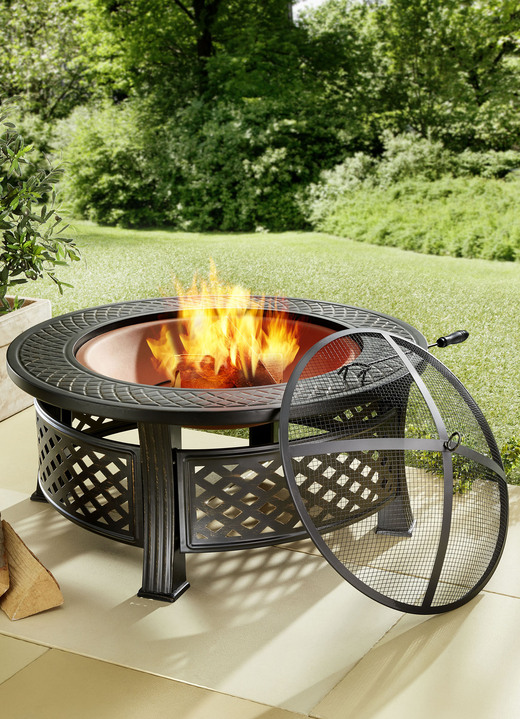 Freizeitspaß - Feuerstelle mit Gitterdeckel und Schürhaken, in Farbe ANTHRAZIT Ansicht 2