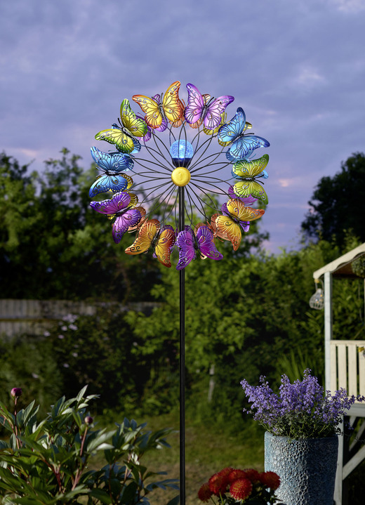 Leuchtende Dekoration - Solar-Windrad aus Metall, in Farbe BUNT