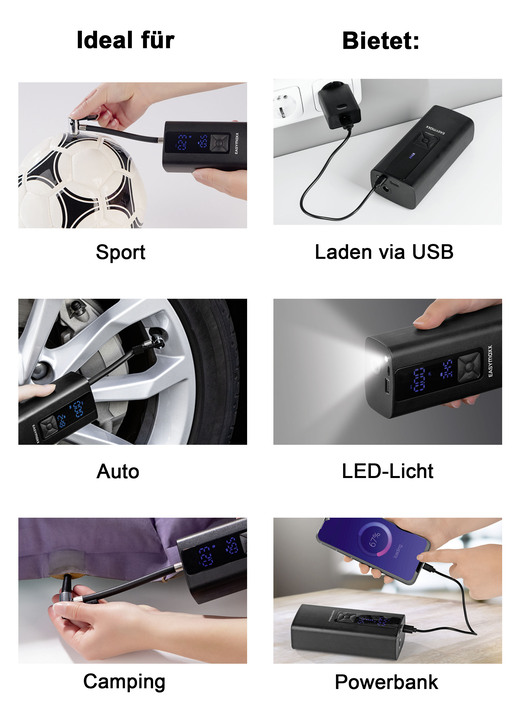 - Kabelloser Luftdruck-Kompressor, in Farbe SCHWARZ Ansicht 3