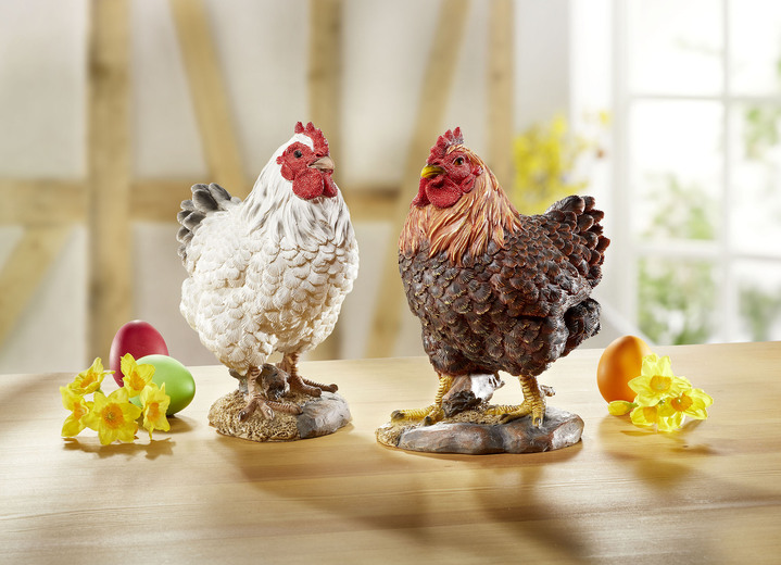 Gartendekoration - Huhn aus Polyresin, in Farbe WEISS