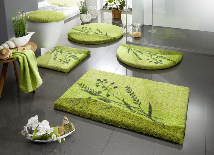 Badgarnituren - Naturnah gestaltete Badgarnitur der Marke Grund Ansicht 2 Badgarnituren - Naturnah gestaltete Badgarnitur der Marke Grund, in Größe 100 (Vorleger halbrund, 50x 80 cm) bis 112 (WC-Deckelbezug, 47x 50 cm), in Farbe TERRA Ansicht 2