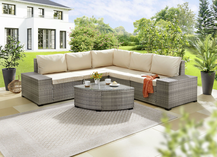 Gartenmöbel - Lounge-Set Alhambra inkl. Sitz- und Rückenkissen, in Farbe GRAU-BEIGE Ansicht 1