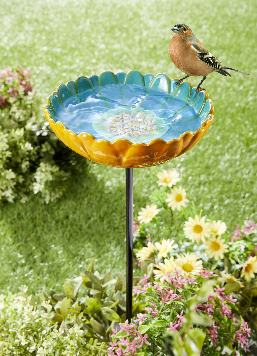 Vogeltränke Blüte aus glasierter Keramik Gartendekoration Brigitte