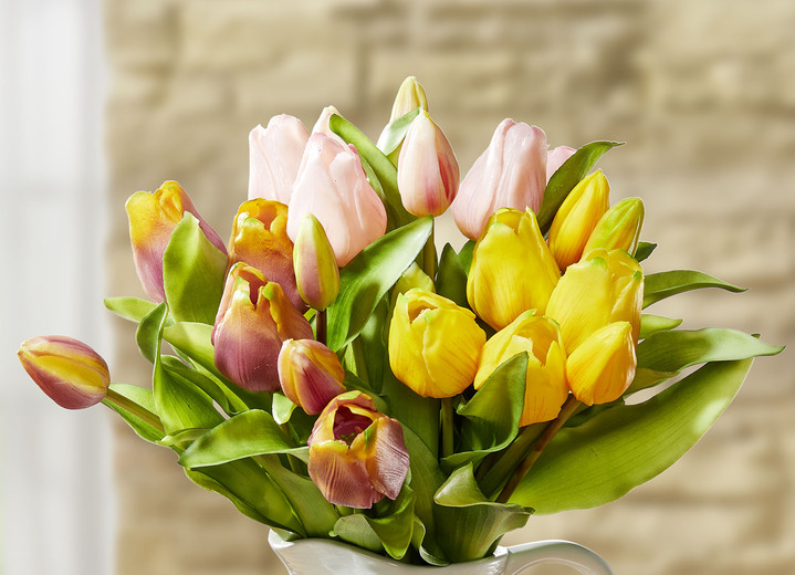 Kunst- & Textilpflanzen - Tulpenstrauß aus hochwertigem Kunstmaterial, in Farbe PINK Ansicht 2