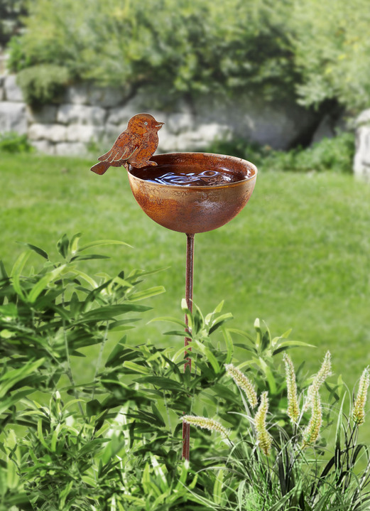 Gartendekoration - Vogeltränke aus Stahlblech, in Farbe ROST