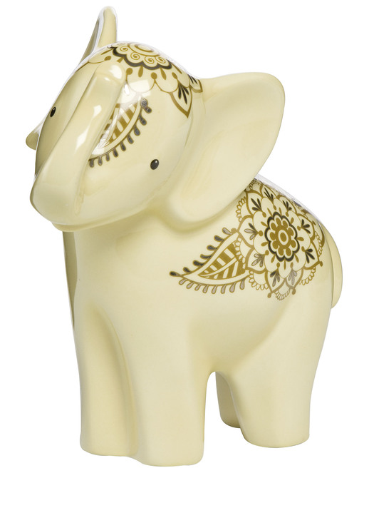 - Elefantenfiguren aus dem Hause Goebel, in Farbe GELB-GOLD, in Ausführung Mandala Elefant Bongo Ansicht 1