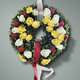 Kunst- & Textilpflanzen - Wandkranz mit Ranunkeln und Marienkäfern, in Farbe GELB-ROT – Farbe GELB-ROT – Ansicht 1