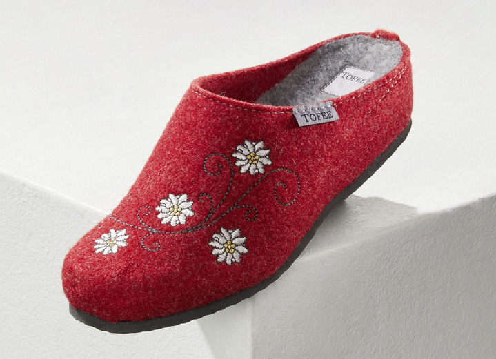 Hausschuhe - Hausschuh mit Obermaterial und Futter aus Wollfilz, in Größe 036 bis 042, in Farbe OCKER Ansicht 4