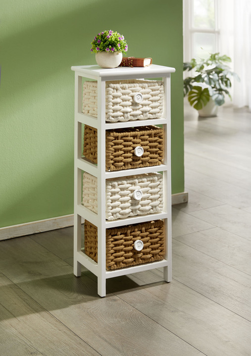 Regale & Schränke - Dekoratives Regal mit Gestell aus Massivholz Ansicht 3 Regale & Schränke - Dekoratives Regal mit Gestell aus Massivholz, in Farbe WEISS, in Ausführung Regal mit 3 Körben Ansicht 3