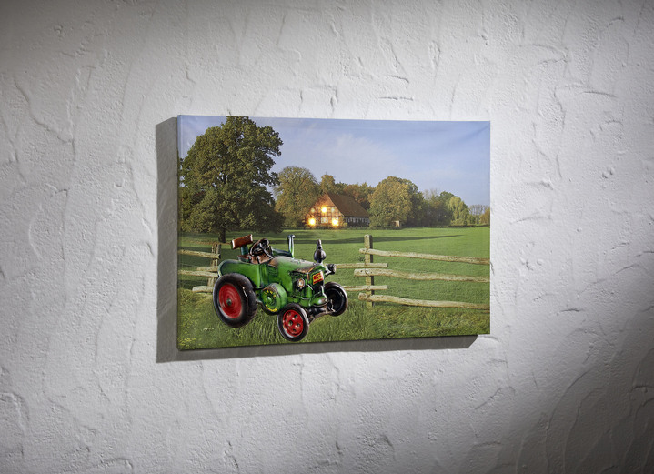 Landschaft - LED-Bild mit Holzrahmen, in Farbe BUNT