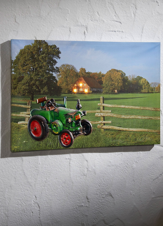 Landschaft - LED-Bild mit Holzrahmen, in Farbe BUNT
