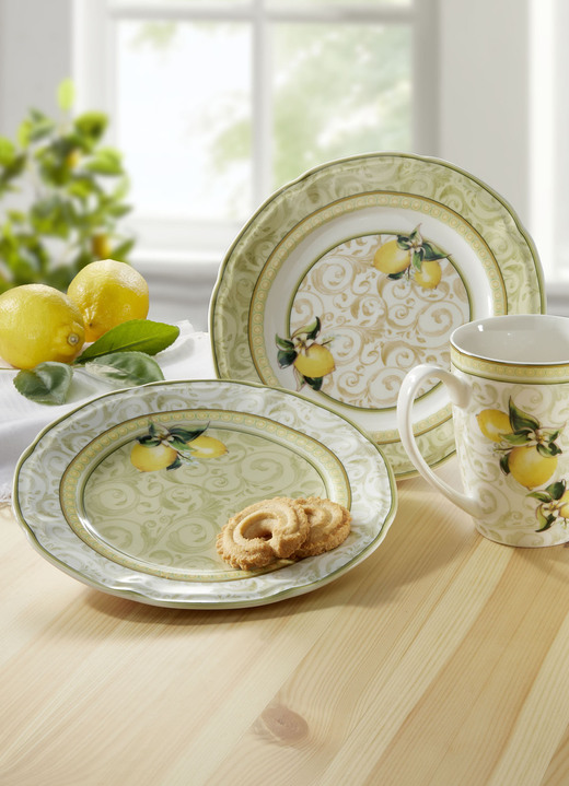 Gläser & Geschirr - Hochwertige Fine-Bone-China-Porzellan-Serie, in Farbe WEISS-GELB, in Ausführung Dessertteller, 2er-Set Ansicht 1