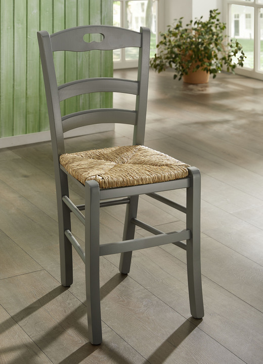 Sitzmöbel - Esszimmerstühle, 2er-Set, aus massiver Buche, in Farbe GRAU