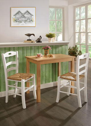 2er-Set Esszimmerstühle aus massiver Buche