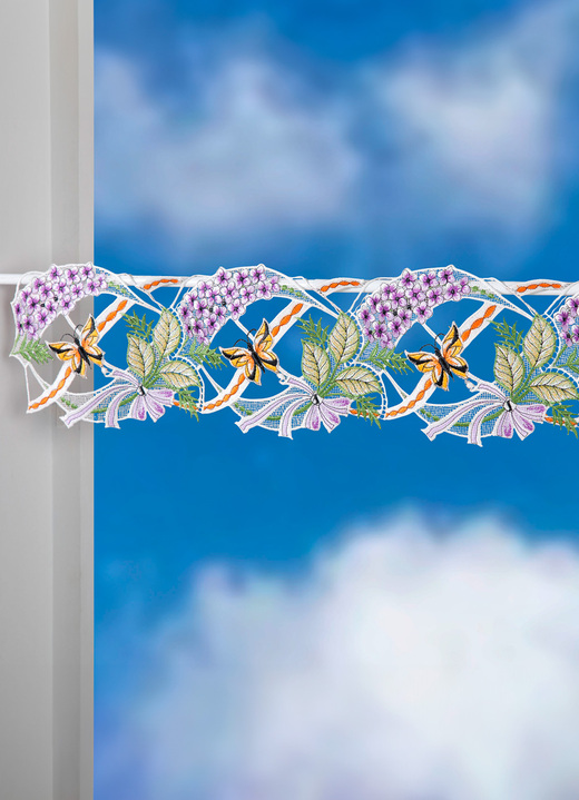 Landhaus & Küche - Stangendeko Flieder aus echter Plauener Spitze, in Größe 628 (H15xB 40 cm) bis 660 (H15xB115 cm), in Farbe MULTICOLOR Ansicht 1