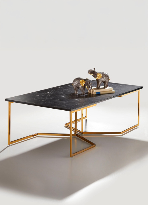 Couchtische - Couchtisch mit echter Marmoroptik, in Farbe GOLD-SCHWARZ Ansicht 1