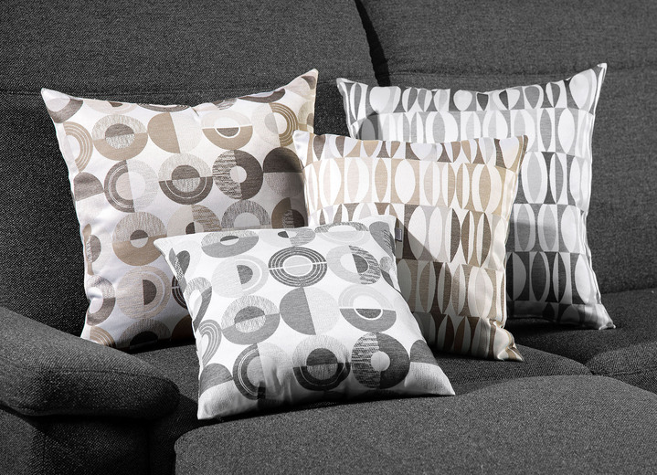 - Modischer Kissenbezug mit Reißverschluss, in Größe 904 (Kissenbezug, 40x40 cm) bis 905 (Kissenbezug, 50x50 cm), in Farbe SILBER, in Ausführung Muster Kreise Ansicht 2