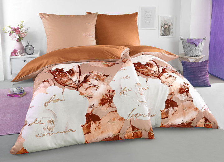 Bettwäschegarnituren - Romantische Bettwäsche-Garnitur von Grund, in Größe 111 (40/80 cm + 135/200 cm) bis 115 (80/80 cm + 155/220 cm), in Farbe PFIRSICH Ansicht 1