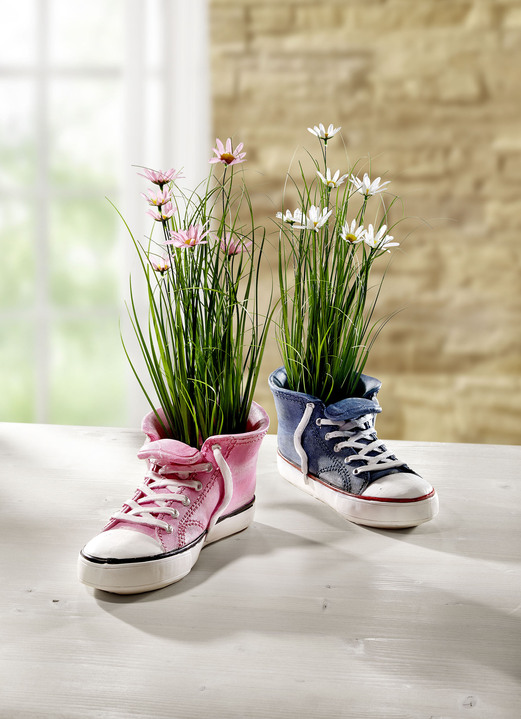 Kunst- & Textilpflanzen - Margeriten-Grasbusch in Turnschuh , in Farbe ROSA