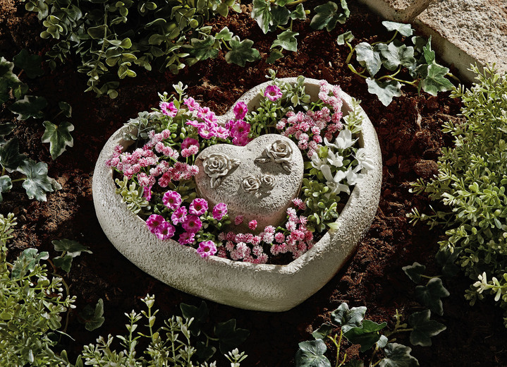 Blumentöpfe und Pflanzgefäße - Pflanzschale Herz, 2-teilig, in Farbe STEINGRAU Ansicht 1