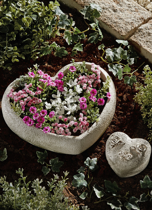 Blumentöpfe und Pflanzgefäße - Pflanzschale Herz, 2-teilig Ansicht 2 Blumentöpfe und Pflanzgefäße - Pflanzschale Herz, 2-teilig, in Farbe STEINGRAU Ansicht 2