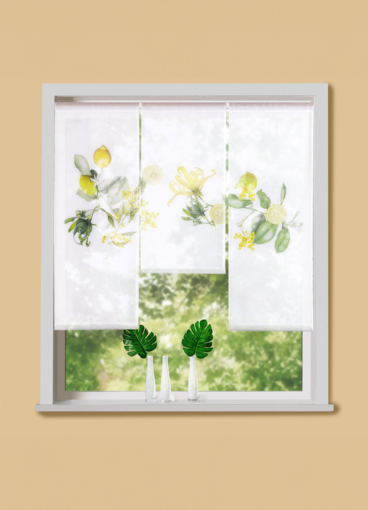 Modern - Fensterbehang Zitrone, 3-teilig, in Farbe WEISS-BUNT