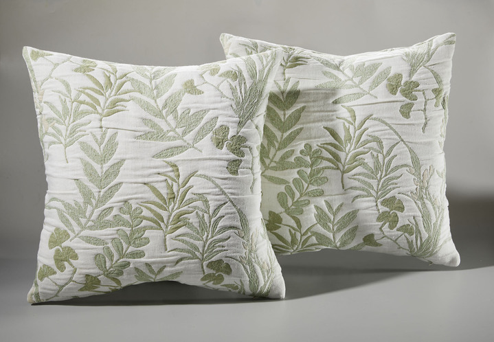 Tagesdecken - Tagesdecke und Kissenbezüge mit Gräser-Dessin, in Größe 873 (Einzelbett, 135x210 cm) bis 924 (2 Kissenbezüge, 50x 50 cm), in Farbe SALBEI Ansicht 1