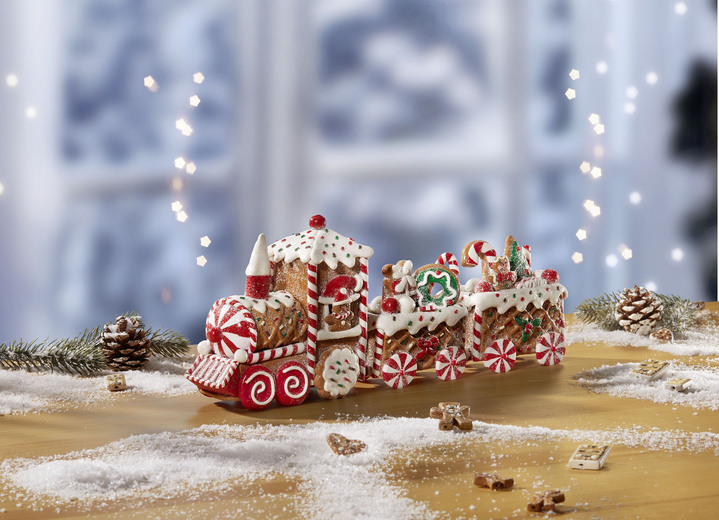 Weihnachtliche Dekorationen - Weihnachts-Zug von Hand gefertigt, in Farbe BRAUN-WEISS-ROT